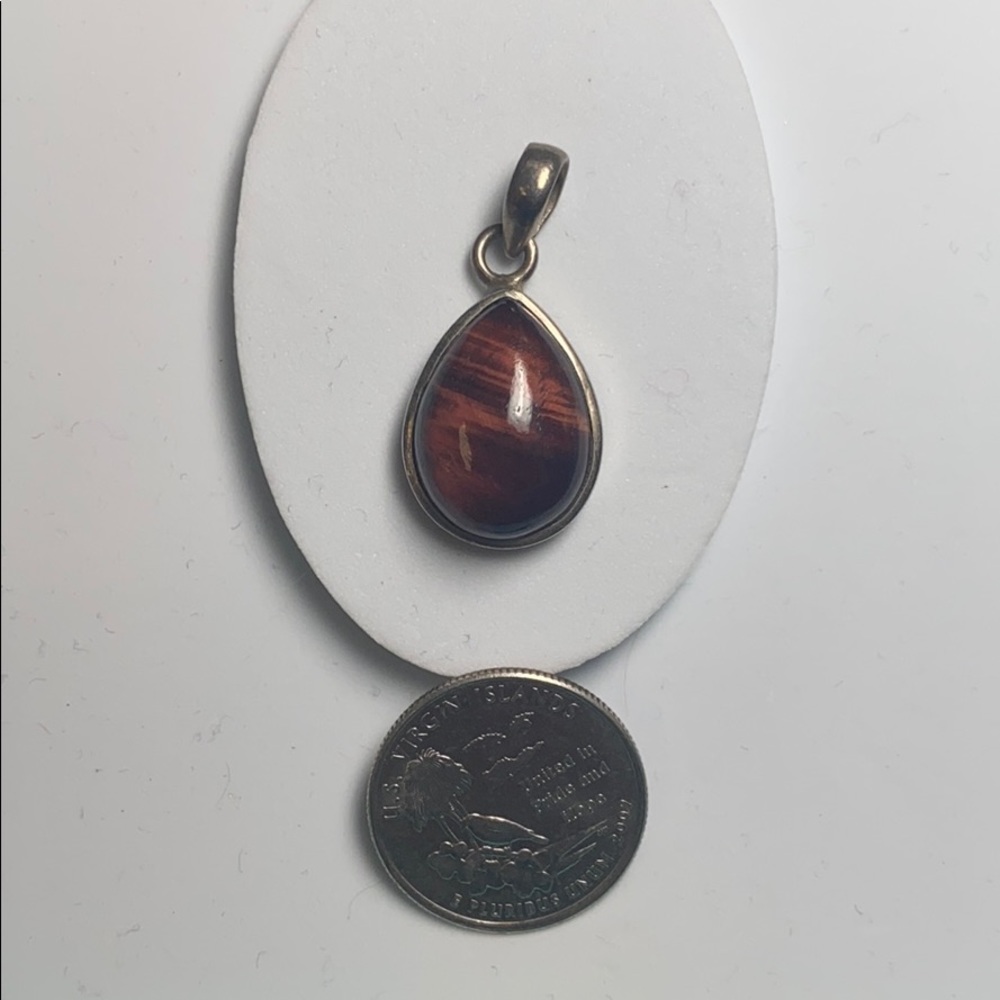 Red tigers eye .925 sterling silver pendant